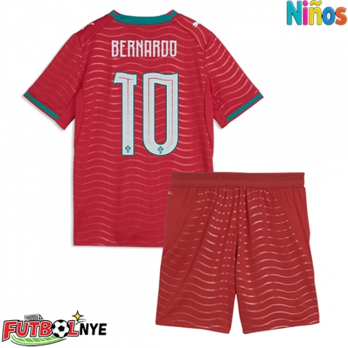 Camiseta Portugal Bernardo Silva #10 Primera Equipación para niños Mundial 2026 manga corta (+ pantalones cortos)